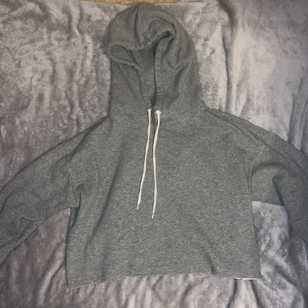 Target Crop Top Hoodie Color: Gray Size: Medium
